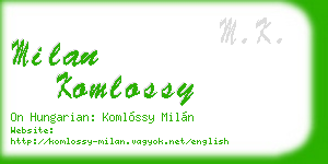 milan komlossy business card